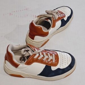 Steve Madden White, Brown & Navy Retro Colorblock Sneakers Size 13 Boys